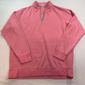 Peter Millar Pullover Mens L Pink Quarter Zip Cotton Blend Long Sleeve Sweater